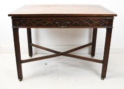 Side table, Georgian Cuban mahogany Chippendale style. H.82 W.120 D.102cm