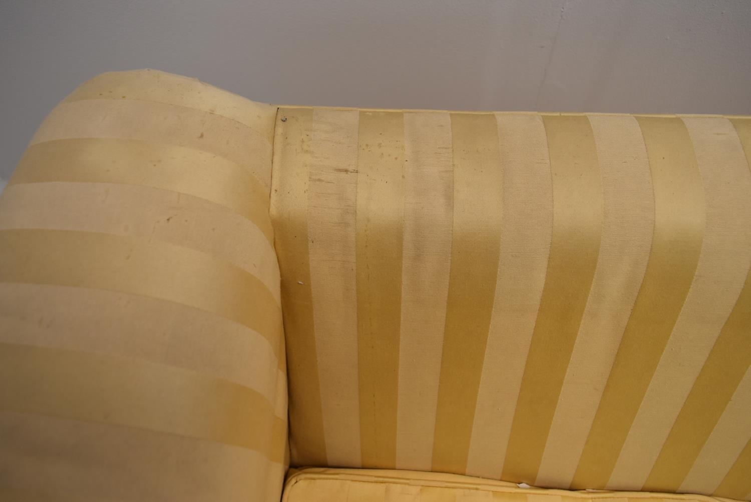 A contemporary three seater sofa bed upholstered in yellow dralon fabric. H.72 W.220 D.94cm - Image 12 of 28