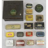 A collection of sixteen tobacco tins including Players Navy Cut and St Julien. The largest