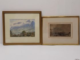 Two framed and glazed watercolours. H.36 W.41cm (largest)