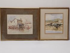 Two framed and glazed watercolours. H.42 W.49.5 cm (largest)
