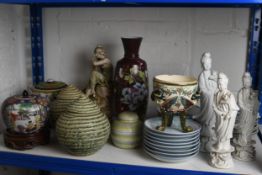 A ceramics collection to include three Chinese geisha, a lidded ginger jar, vase and others. The