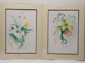 Margaret Murray, two signed limited edition coloured prints of lilies with certificates of