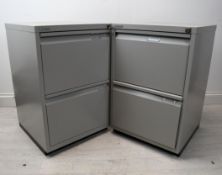 Two modern Bisley filing cabinets with keys. H.58 x W.72 D.50