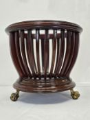 Jardiniere, 19th century style mahogany on brass ball and claw supports. H.36 W.40 D.40cm.