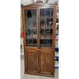 Bookcase, Regency flame mahogany with astragal glazed upper section. (One pane missing). H.210 W.