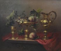 J. Molnarj, Hungarian, 20th Century, oil on canvas still life, signed and framed. H.60 W.70cm.