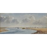 A framed and glazed watercolour, Norfolk riverscape, signed Guy Todd. H.80 W.106cm.