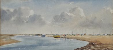 A framed and glazed watercolour, Norfolk riverscape, signed Guy Todd. H.80 W.106cm.