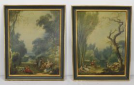 After Jean Honore Fragonard, two framed and glazed prints of 'A Game of Hot Cockles' and 'A Game