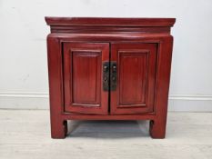 Cabinet, Chinese lacquered of small size. H.54 W.54 D.35Ccm.