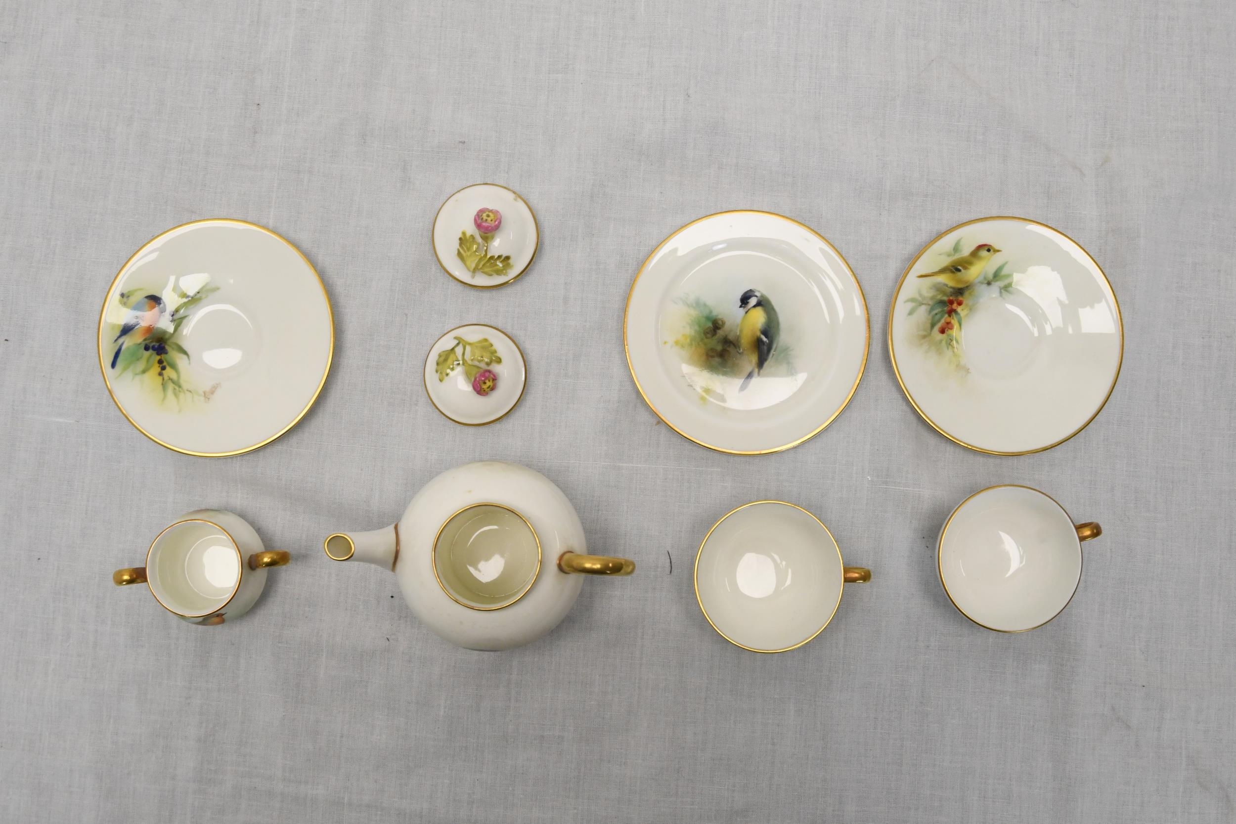 A Royal Worcester hand painted two person complete dolls tea set, painted by D. Jones. Each piece - Image 2 of 4