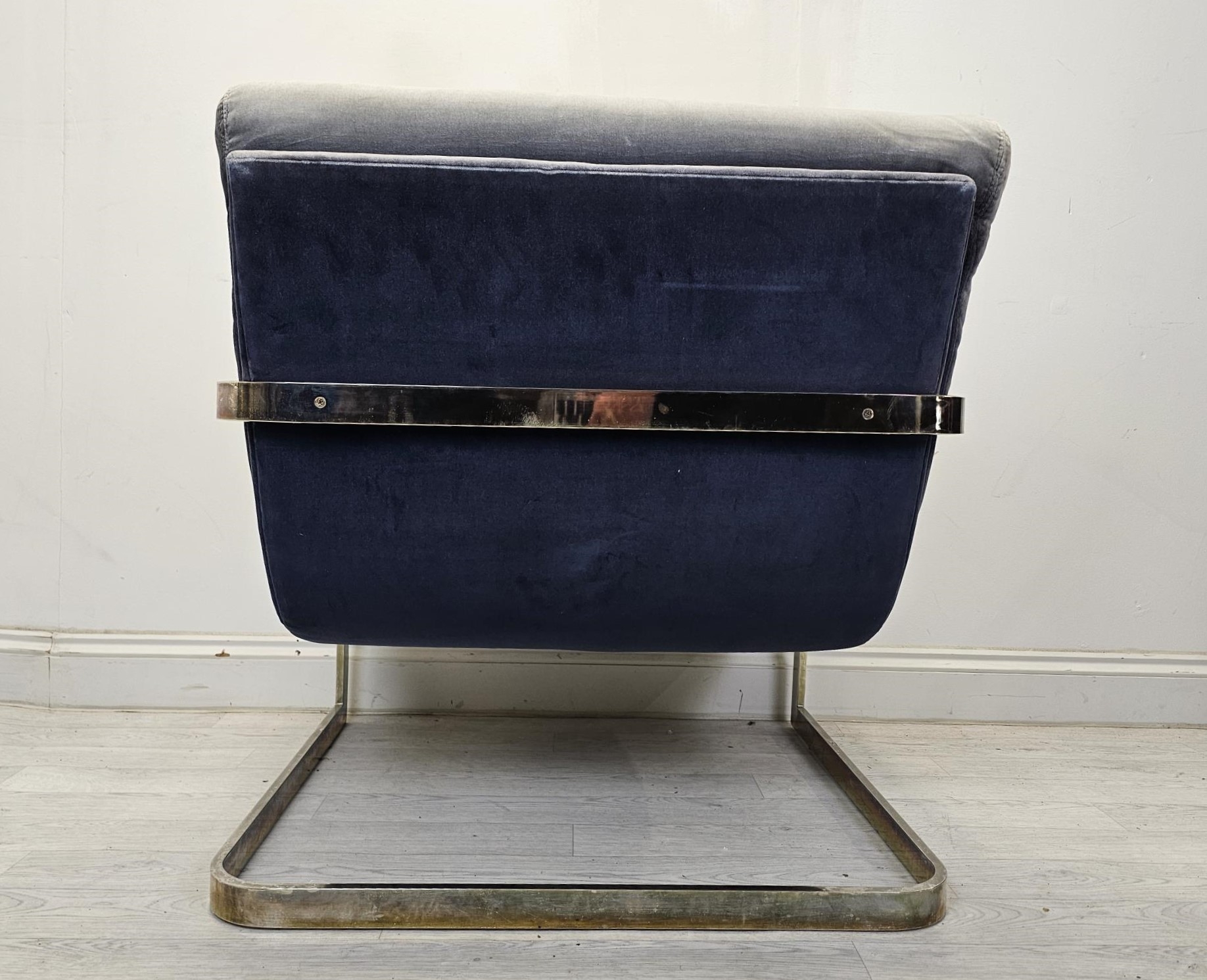 Lounge armchairs, buttoned upholstery on metal cantilever frames. H.87 W.80 D.77cm. - Image 5 of 5