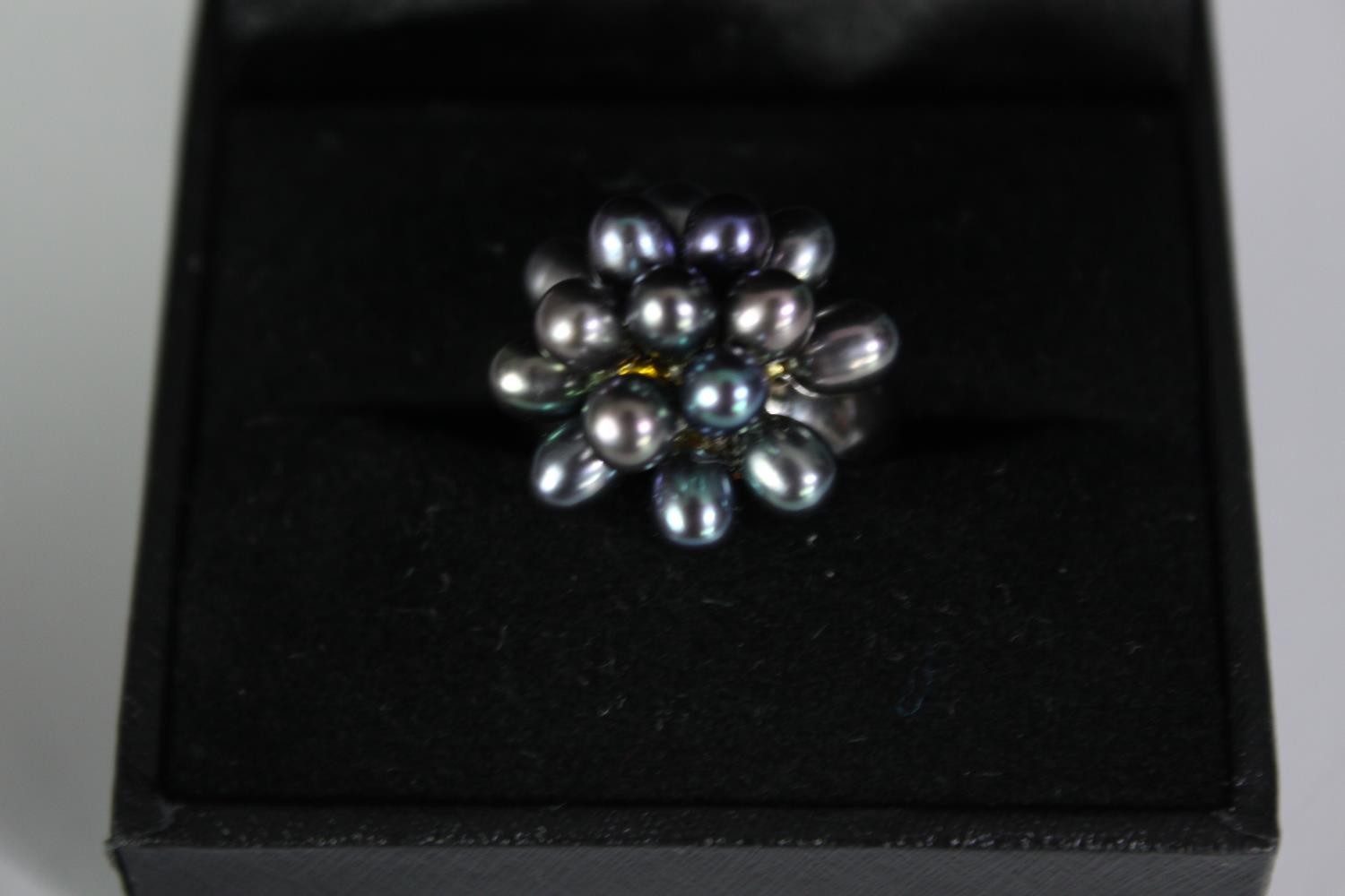 Five boxed silver and gemstone dress rings, set with kunzite, black cultured pearl, mother of - Image 5 of 8