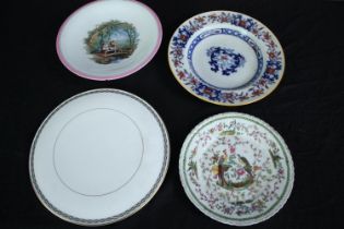 A mixed collection of decorative china plates. Made G. L. A. & Bros and Mintons. Dia. 27cm. (