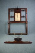 Hall rack, 19th century mahogany of narrow proportion with horn and antler fittings. H.280 W.146 D.