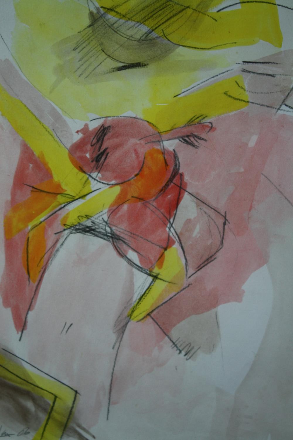 Watercolour and pencil on paper. Signed indistinctly lower left. H.63 W.50 cm.