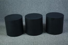 Three metal pedestals or stools. H.40 Dia.40cm. (each)
