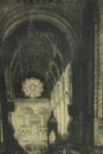 Etching. Cathedral interior. Signed bottom right. Framed. H.50 W.30 cm.