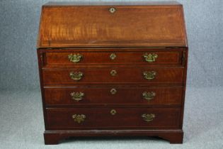 Bureau, Georgian mahogany with satinwood inlay. H.104 W.106 D.53cm.