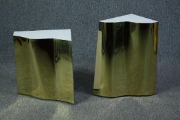 Two contemporary moulded and gilt mirrored stands or plinths. H.54 W.50cm. (largest)