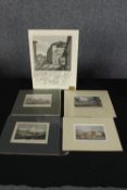 A collection of five nineteenth century engravings including a view of Highgate and Archway. Each