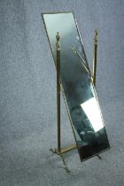 Cheval mirror, vintage brass framed, full height. H.137 W.40cm.