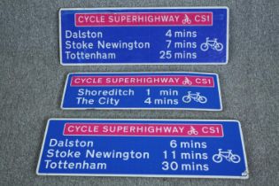 Three North and East London cycle signs. Dalston, Stoke Newington, Tottenham and Shoreditch. L.80.