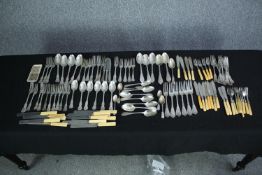 A large collection of silver plated cutlery including a number of sets. L.23cm. (largest)