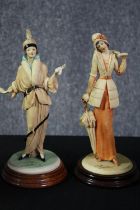 Two Vittorio Tessaro Italian hand painted porcelain figures of Art Deco ladies, signed and dated