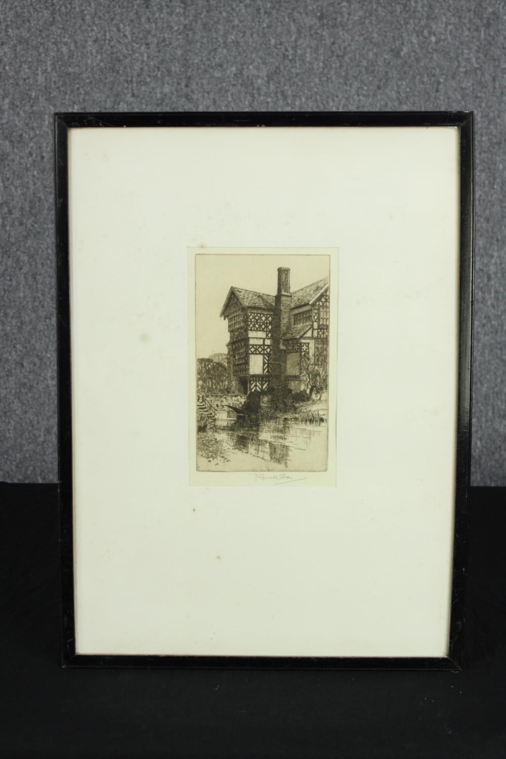 Etching. Little Morton Hall, Cheshire. Signed by the artist in pencil. Framed and glazed. H.47 W. - Image 2 of 4