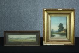 Two landscape paintings. Oil on board. One signed 'J. Harrob' the other signed indistinctly but