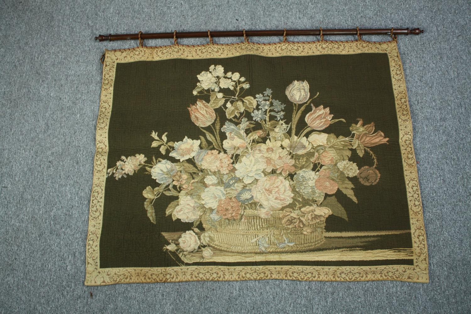 Embroidery. A wall hanging featuring a still life of flowers. With well detailed edging and wall - Image 2 of 5