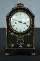 A small early 19th century Thwaites & Reed, Clerkenwell mantel clock, tortoiseshell with mother of
