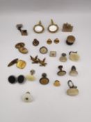 A collection of vintage cufflinks and studs, including two 18ct yellow gold stud backs. Weight 1.55g