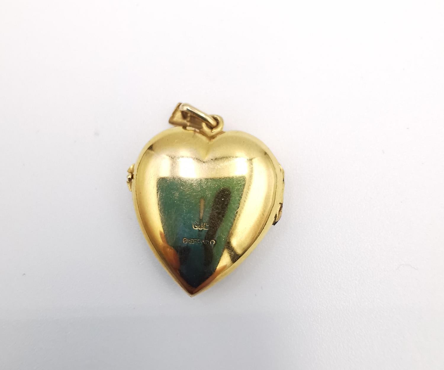 Two engraved 9ct yellow gold lockets. One heart shaped by Georg Jensen with a stylised scrolling - Image 7 of 7