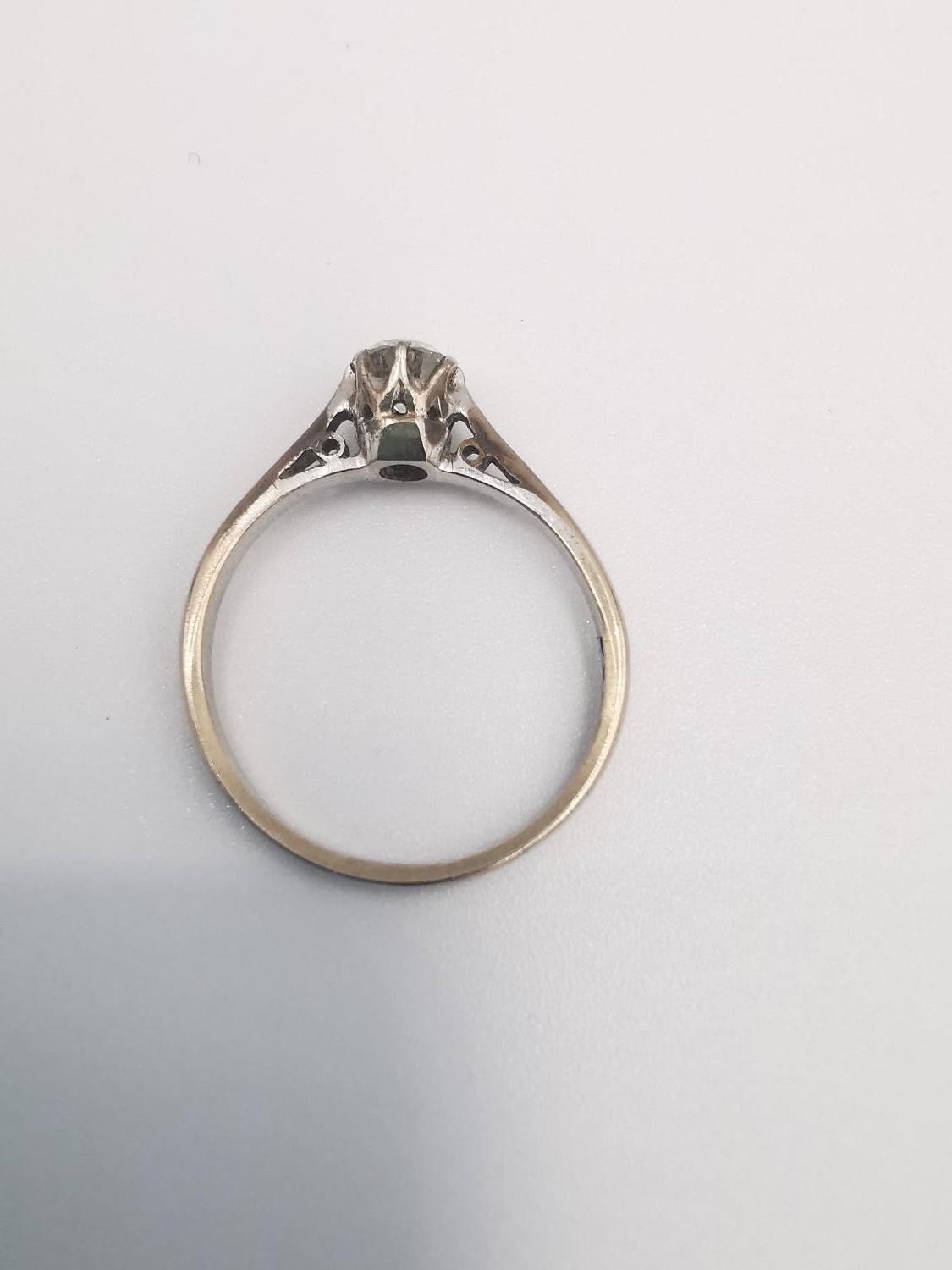 A boxed 18ct carat white gold diamond solitaire ring. The ring set with a round old cut diamond with - Image 4 of 5