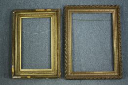 Two gilt frames. Both a little worn with some surface loss but strong. H.123 W.91cm. (largest)