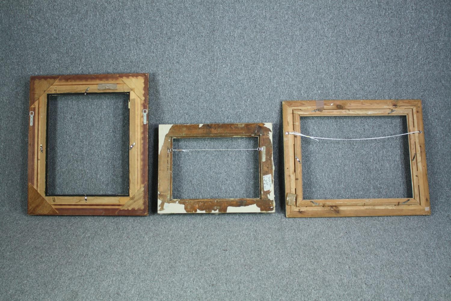 Three frames. Two decorated in gilt and the other painted with gilt detailing. H.85 W.73cm. ( - Image 5 of 5