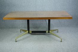 Dining or boardroom table, vintage Eames design for Herman Miller. Has a plate glass protective top.