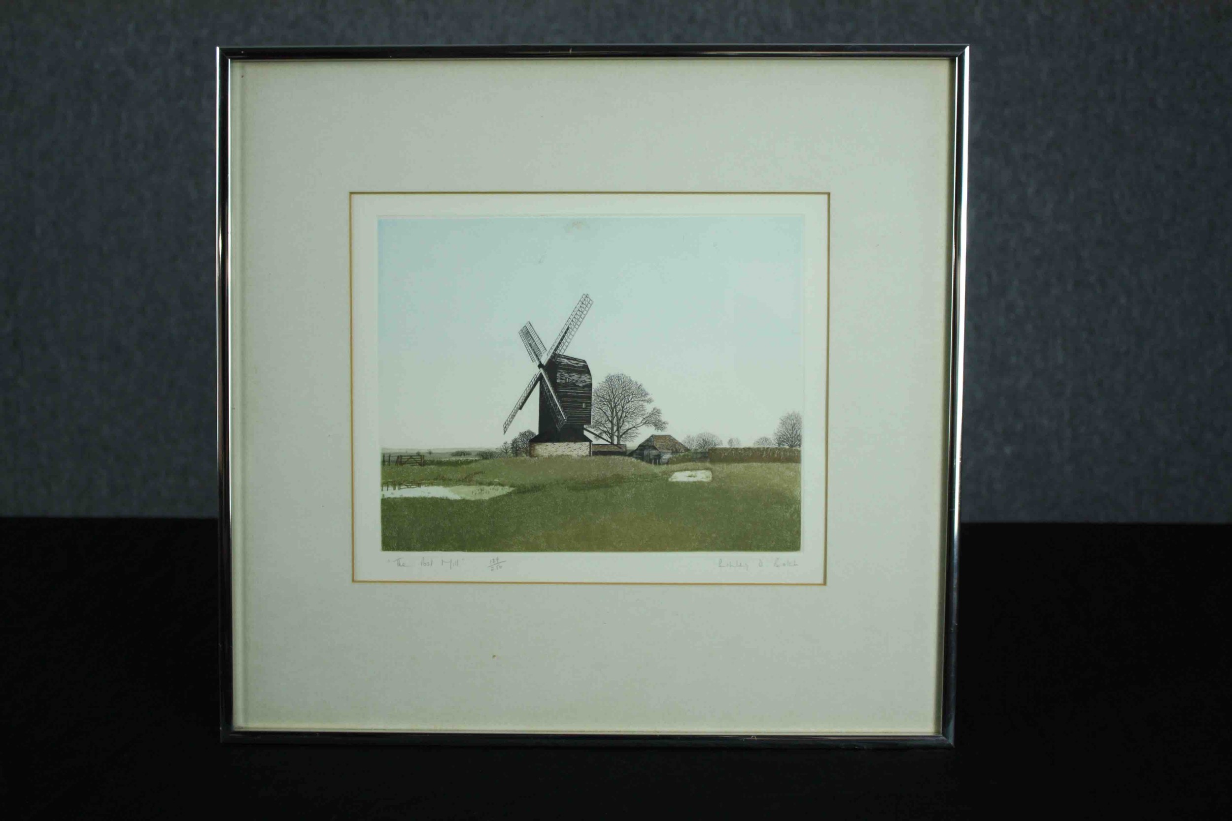 The Post Mill. Lithograph, print. Windmill. Signed indistinctly bottom right. Numbered limited - Image 2 of 5