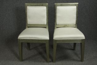 Dining chairs, contemporary with a lacquered finish.
