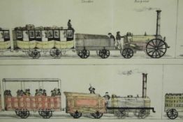 Railway interest. Hand coloured engraving from from 'Lacey's Railway Companion and Liverpool and