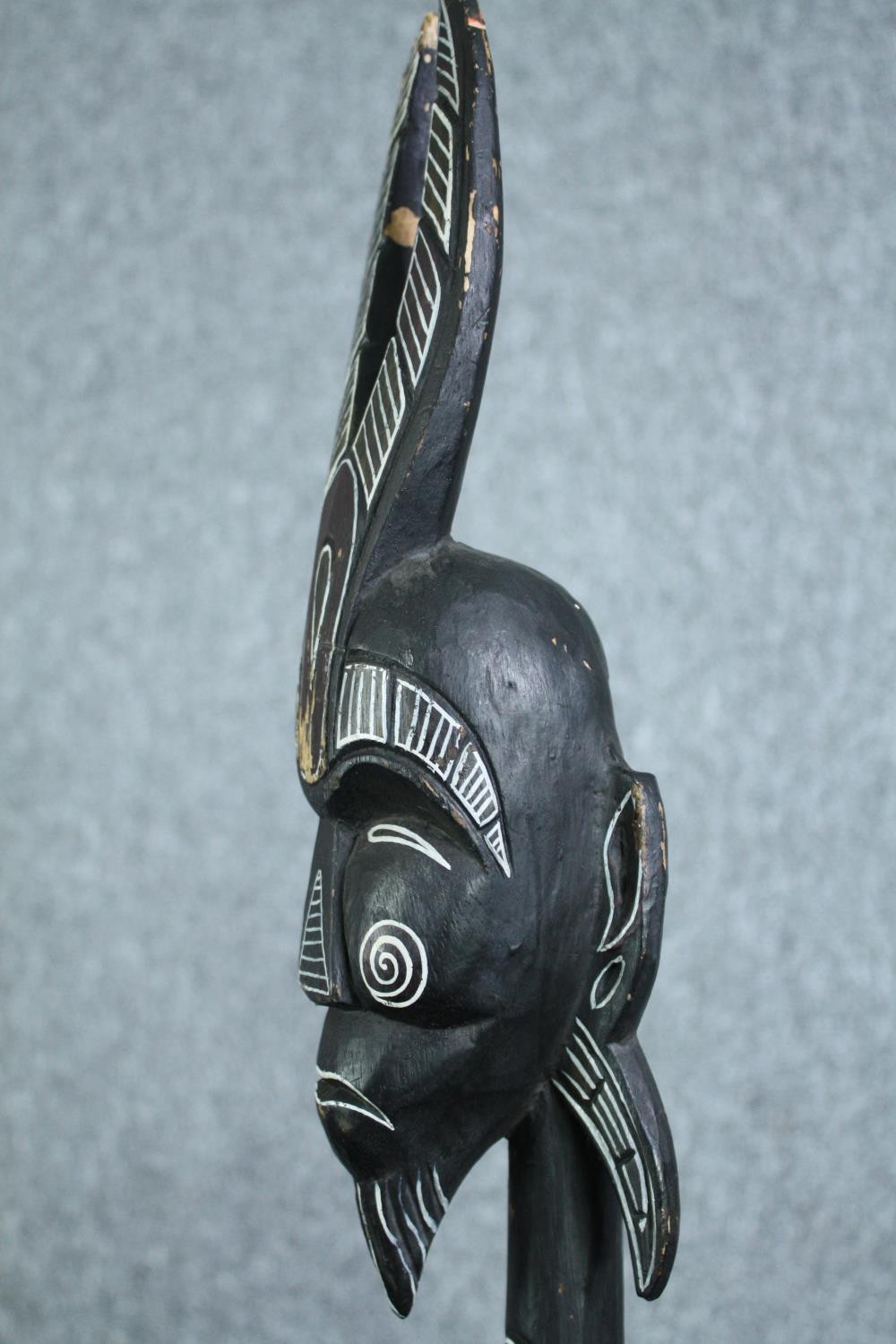 African tribal art. Two figures. One with braided headdress. Twentieth century. H.103 cm. (largest) - Image 4 of 7