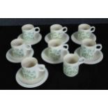 Coffee cups and saucers made by Hornsea. An incomplete set of eight cups and seven saucers. H.