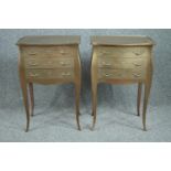 Bedside chests, a pair, Louis XV style gold lacquered. H.74 W.49 D.34cm. (each)