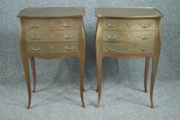 Bedside chests, a pair, Louis XV style gold lacquered. H.74 W.49 D.34cm. (each)