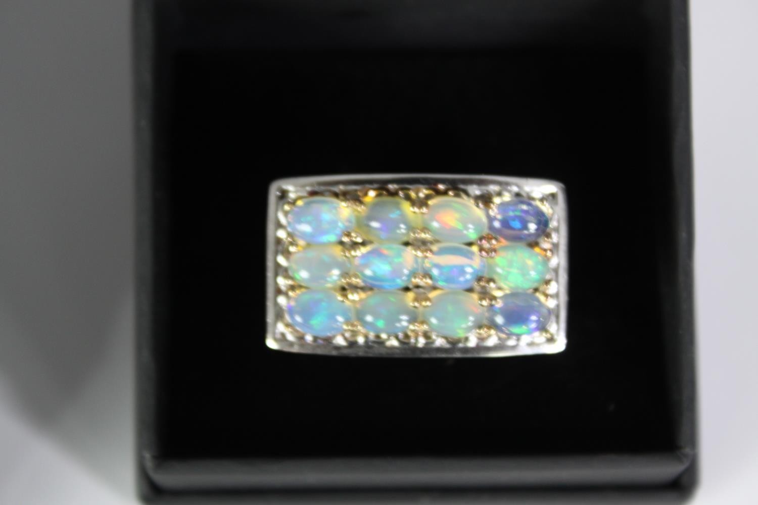 Five boxed silver and gemstone dress rings, set with opal, ammolite, tanzanite and orange - Image 6 of 6