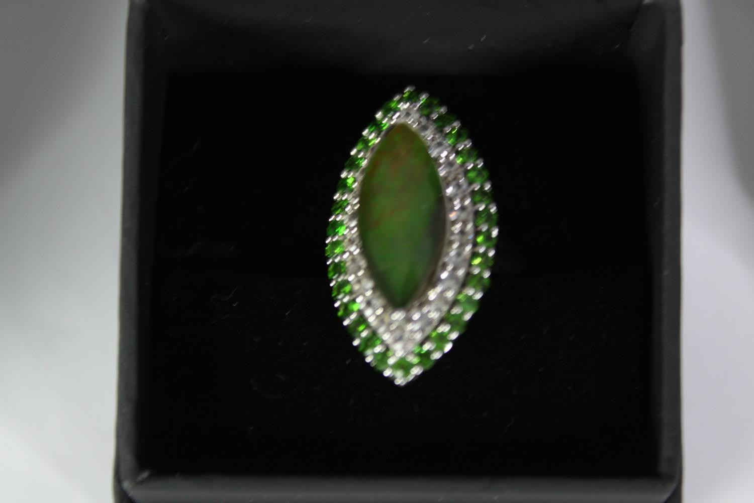 Five boxed silver and gemstone dress rings, set with opal, ammolite, tanzanite and orange - Image 5 of 6