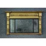 Overmantel mirror, Regency giltwood and gesso with original plates. H.60 W.100cm.